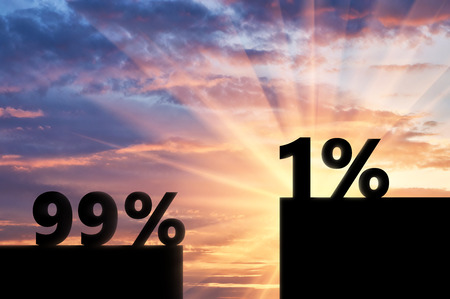 Inequality and injustice concept. One percent of the rich, outweighs 99 percent of poorの写真素材