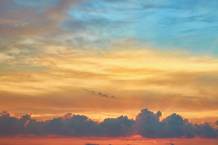 Cloud the evening sky at sunset with dramatic cloudsの写真素材