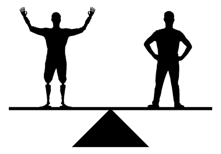 Silhouette vector Disabled people with prosthetic arms have equal rights with healthy people. The concept of equal rights for people with disabilities in societyのイラスト素材
