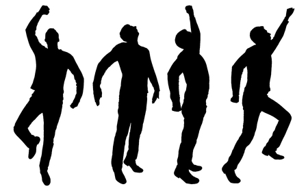 Vector silhouette of four business men of superheroes. Business conceptのイラスト素材