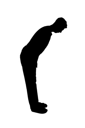 Vector silhouette of a man bowingのイラスト素材