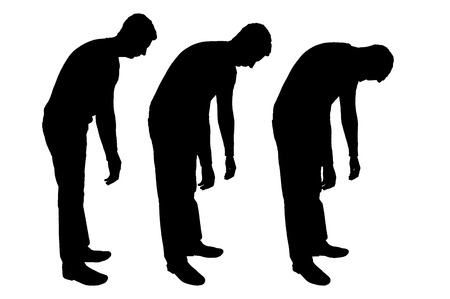  silhouette of three tired men. Business conceptの写真素材