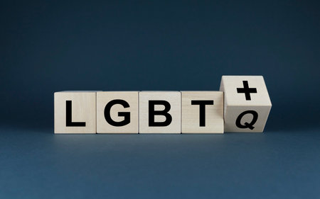 LGBT community. Cubes form the word LGBT with the letter Q. Concept of gays, lesbians, bisexuals, transgender, transsexuals, queer people, intersex, asexuals, pansexuals communitiesの写真素材