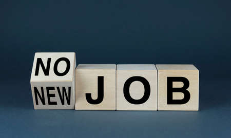 No job - new job. Cubes form words No job - new job. business and job conceptの写真素材
