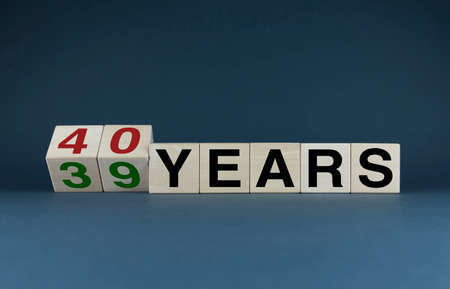 39 Years - 40 Years. Cubes form words 39 Years - 40 Years. Anniversary, age and birthday conceptの写真素材