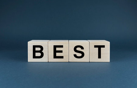 best. Cubes form the word Best. Extensive Concept from Best Selling to Service Qualityの写真素材