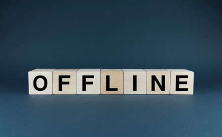 offline. Cubes form the word Offline. Offline concept - disconnected from the Internetの写真素材