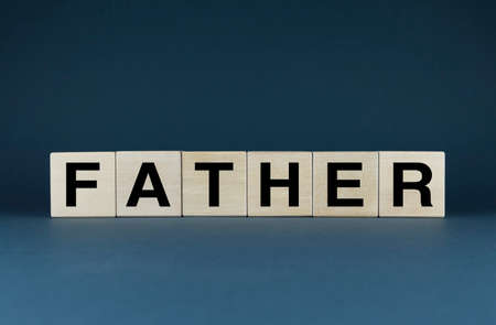 father. The cubes form the word Father. Concept of parent and fathers dayの写真素材