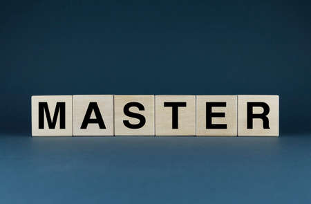master. Cubes form the word Master. Concept of education degreeの写真素材