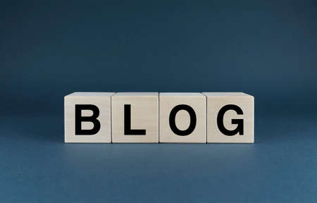 Blog. Cubes form the word blog. The concept of blogging and social media contentの写真素材