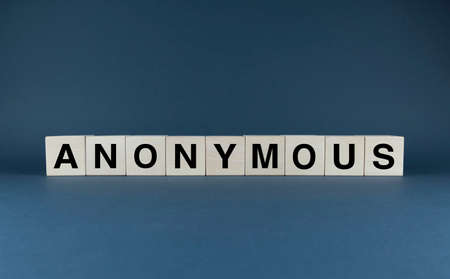 Anonymous. Cubes form the word Anonymous. Anonymous - hacker or persona conceptの写真素材