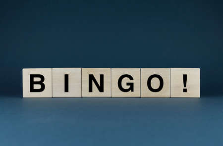 Bingo. Cubes form the word Bingo. Bingo concept - lottery, casino, win game and jackpotの写真素材