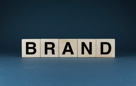 brand. Cubes form the word Brand. Extensive concept of the word Brand - branding, marketing, business and strategyの写真素材