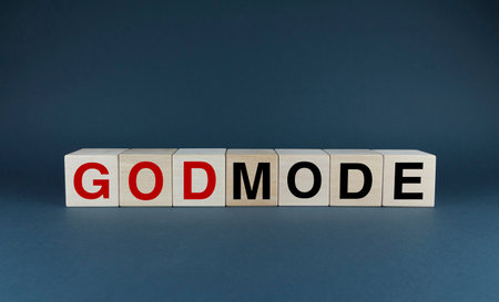 god mode. Cubes form the word God Mode. An extensive concept of the concept of the word God Mode...