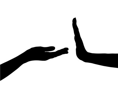 A gesture of two hands to ask and refuse, a gesture of hands give me and greed stop. The broad concept of hand gesture is applicable in different areas of life. vector silhouetteのイラスト素材