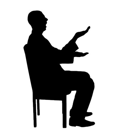 Confused frustrated man sitting on a chair. Concept of debt notice, bad financial report, money problem, received bad news, failed exam or test results. vector silhouetteのイラスト素材