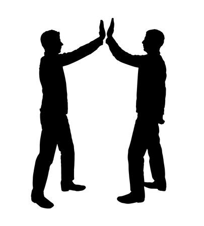 Silhouette of men make a gesture, give five. business concept. vector silhouetteのイラスト素材