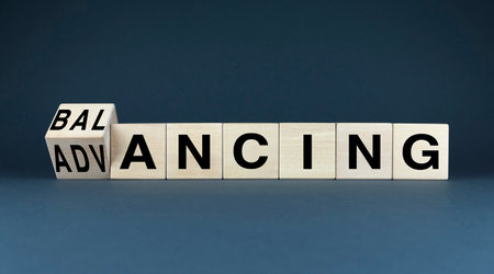 Balancing - Advancing represents the delicate interplay between stability and forward movement. It symbolizes the pursuit of personal and professional goals while maintaining equilibrium in lifeの写真素材