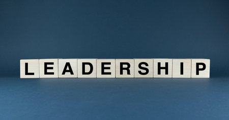 Wooden blocks spelling LEADERSHIP. Perfect for business presentations, marketing materials, and articles about management and entrepreneurshipの写真素材