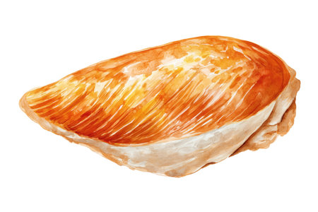 A perfectly roasted or pan-fried chicken breast fillet with a crispy golden skin. A delicious hand drawn watercolor isolated food illustration for any culinary project.の素材