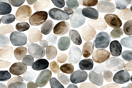 A calming and natural design of smooth river stones in earthy tones of brown, gray, and beige. This serene watercolor pattern on a blank layer is zen.の素材