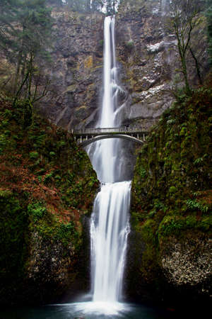 Multnomah Falls in The Columbia River Gorge, Oregonの写真素材
