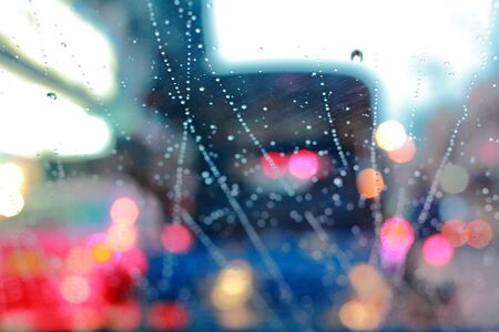 Lens Blur, Traffic jam, Rain, Bokehの写真素材