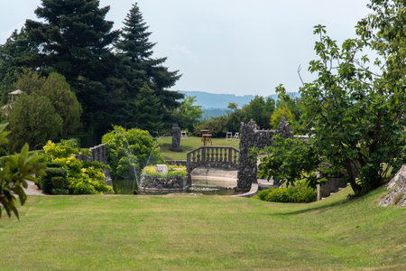 medieval city of Stanjel with beautiful gardenの写真素材