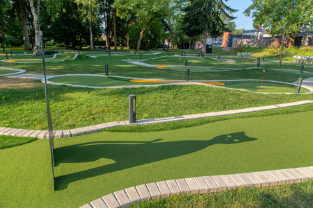 Beautiful mini golf course in forest at sunny day, Radenci, Sloveniaの写真素材