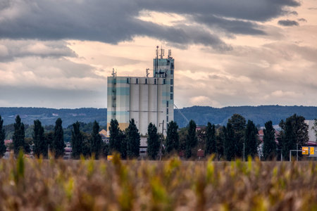 Grain storage silos in Murska Sobota, Sloveniaの写真素材