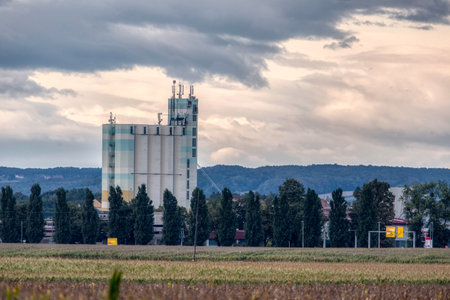 Grain storage silos in Murska Sobota, Sloveniaの写真素材