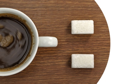 Smiley metaphor with cup of coffee and sugar cubesの写真素材