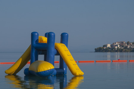 children s playground on the water の写真素材