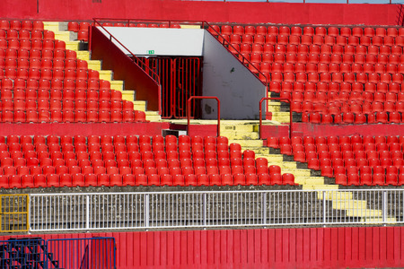Seats red at stadiumのeditorial素材