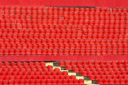 Seats red at stadiumのeditorial素材