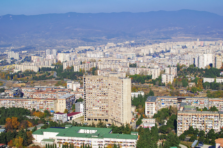 Tbilisi, Georgia. View on the old communist building blocks in one of the city districtsの写真素材