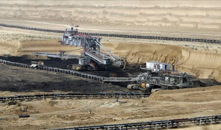 KOSTOLAC, SERBIA - October 01, 2009  Bucket wheel excavator in surface coal mine Kostolac in central Serbia  Excavated lignite is used to supply nearby power plant with which produces 14  of entire Serbian electrical power  photo  Pedja Milosavljevic のeditorial素材