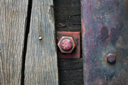 Patterned surface of the wood and iron for background.の写真素材