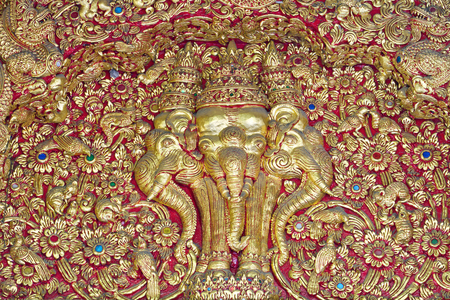 Low-relief carvings, beautiful art in the temples of Thailand.の写真素材