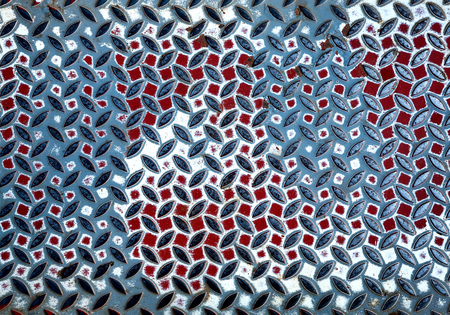 Colorful patterned surface of steel floor for background.の写真素材