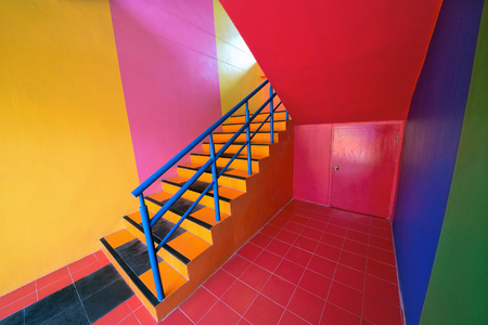 Rooms are decorated in bright colors.の写真素材