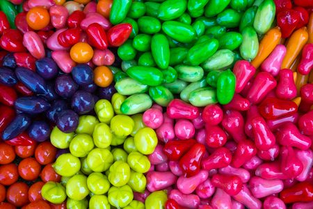 Colorful Thai desserts ( deletable imitation fruits).の写真素材