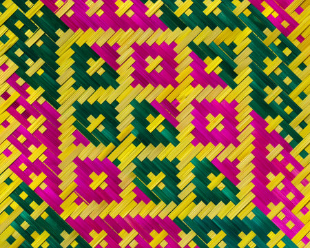 Colorful bamboo basketry for background