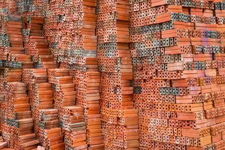Brick pile for construction.
