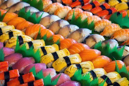 Colorful Sushi a popular Japanese food.の写真素材