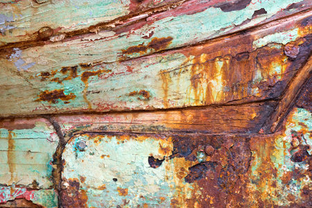 Old wooden boat wall pattern for background.