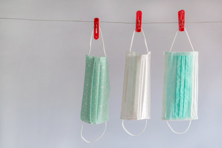 Mask to dry on a clothesline.