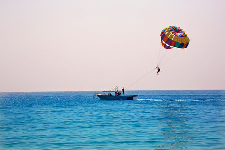 parasailing boat at the sea, pattaya, thailand.の写真素材