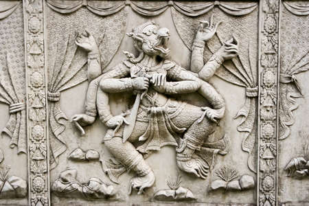 Hanuman sculpture art on the wallの写真素材