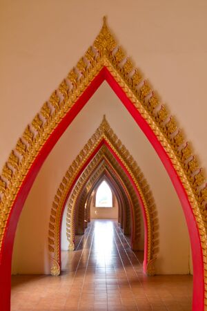 Tunnel door in the thai church ,wat tum sue, Thailandのeditorial素材